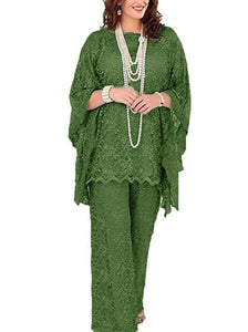 Cap Point green / 8 Geneva 3 Piece Long Sleeve Mother of the Bride Pant Suit
