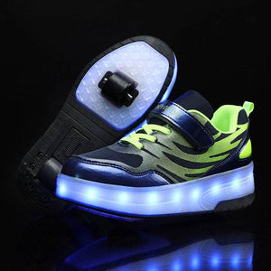 Cap Point Green / 9.5 Heelys LED Luminous Rechargeable Lightweight Roller Shoes