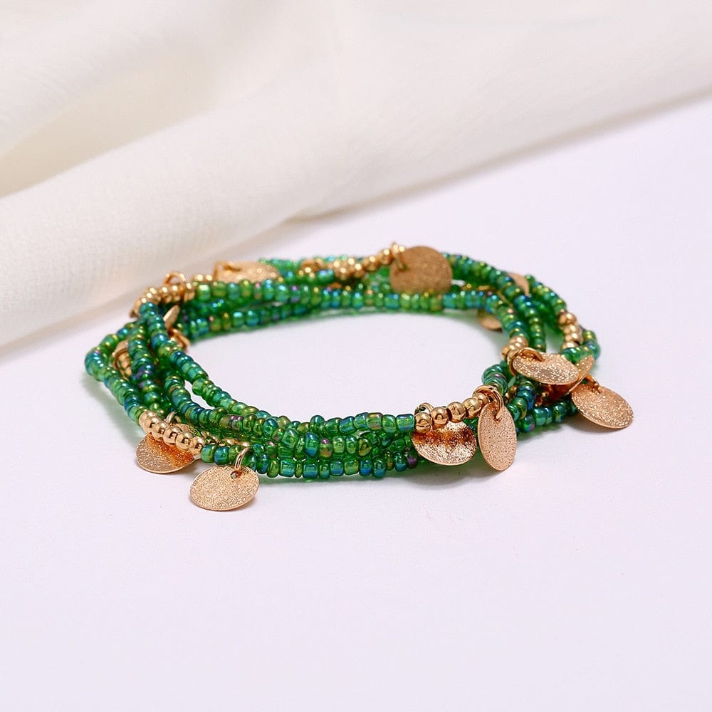 Cap Point Green Charlene Vintage Bead Waistband Waist Chains