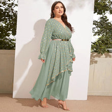 Load image into Gallery viewer, Cap Point Green / L Becky Chic Elegant Plus Size Luxury Designer Evening Party Oversize Maxi Dress
