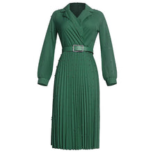 Load image into Gallery viewer, Cap Point Green / L Joanne Elegant high-waisted mid-calf dress
