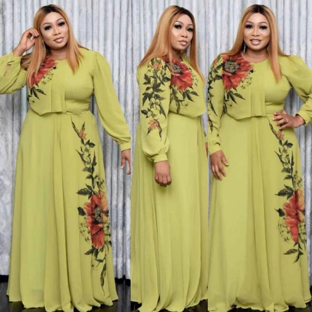 Cap Point Green / L La Katangaise Long Sleeve Maxi Dress