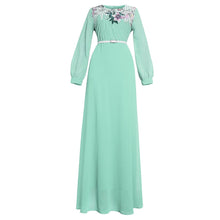 Load image into Gallery viewer, Cap Point Green / L Mileine Long Sleeve O-neck Maxi Dress

