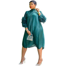 Load image into Gallery viewer, Cap Point Green / L Pamela Petal Splice Sleeve Loose Streetwear Midi Dress
