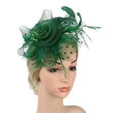 Load image into Gallery viewer, Cap Point green leaf Pamela Bridal Wedding Party Fascinator Veil Hat
