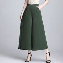 Load image into Gallery viewer, Cap Point green / M Elegant Oversize Calf-Length Wide Leg Pants Skirt

