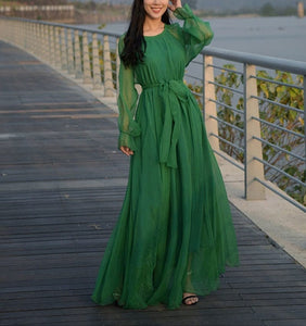 Cap Point green / M Eliana Elegant Flowy High Quality Maxi Dress