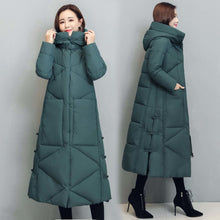 Load image into Gallery viewer, Cap Point Green / M Fashionable thick cotton padded winter long coat
