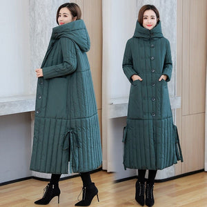Cap Point Green / M Longloose-fitting hooded coat