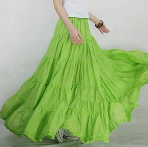 Cap Point green / One size Belline Vintage Long Elastic Waist Boho Maxi Skirt