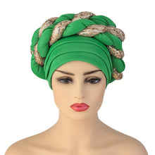 Load image into Gallery viewer, Cap Point Green / One Size Celia Auto Geles Shinning Sequins Turban Headtie
