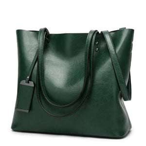 Cap Point green / One size Monisa Leather bucket Double strap All-Purpose shoulder handbag