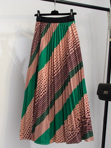 Cap Point green / One Size Multicolor Pleated Maxi Skirt