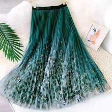 Load image into Gallery viewer, Cap Point green / One Size Vintage 3 Layers Mesh Long Pleated Skirt
