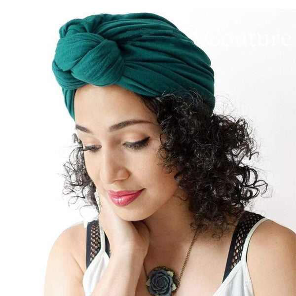 Cap Point Green / One size Women top knot turban cap