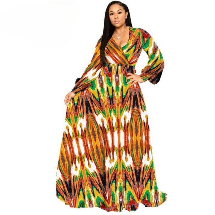 Cap Point Green red / S Beatrice Printed Chiffon Summer Dress