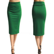 Load image into Gallery viewer, Cap Point green / S Brigitte Stretch High Waist Mid-Calf Pencil Bodycon Midi Skirt
