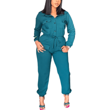 Load image into Gallery viewer, Cap Point Green / S Elianne Long Sleeve Button Up Slim Jumpsuit
