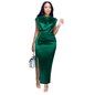 Cap Point Green / S Florida Short Sleeve High Waist Bodycon Dress