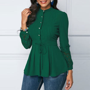 Cap Point green / S Maguy Sexy Hollow Out Lace Blouse