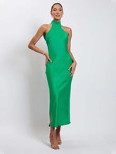 Load image into Gallery viewer, Cap Point Green / S Marianne Elegant Sexy Satin Turtleneck Backless Slim Bodycon Maxi Dress

