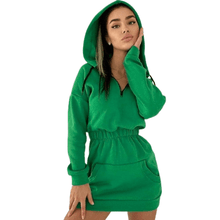 Load image into Gallery viewer, Cap Point green / S Martina Sexy Hooded Sweatshirt Mini Dress
