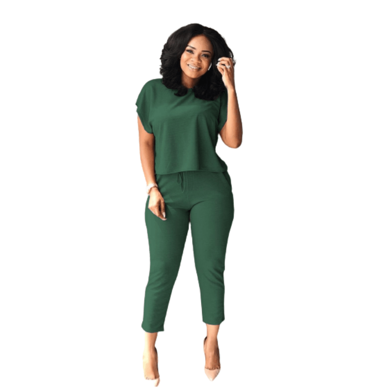 Cap Point Green / S New Solid Color Fabulous Casual Set  Shirt & pants