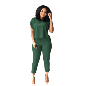 Cap Point Green / S New Solid Color Fabulous Casual Set  Shirt & pants