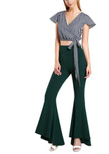 Load image into Gallery viewer, Cap Point Green / S Phinea Bell Bottom Wide Leg Flare Stretch High Waist irregular Palazzo Pants

