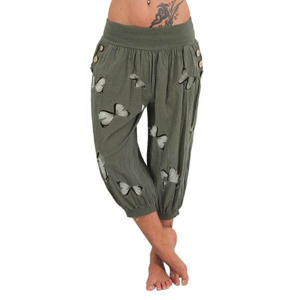 Cap Point Green / S Phinea High Waist Harem Lightweight Pocket Baggy Jogger Pants