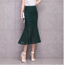Load image into Gallery viewer, Cap Point green / S Prisca High waist trumpet mermaid lace retro skirt
