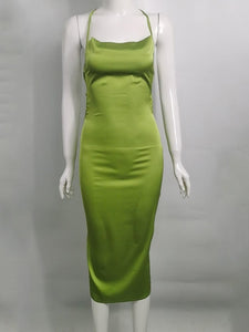 Cap Point Green / S Samira Elegant Sleeveless Satin Bandage Evening Dress