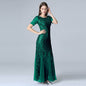 Cap Point Green / US04 Salome Round Neck Evening Dress