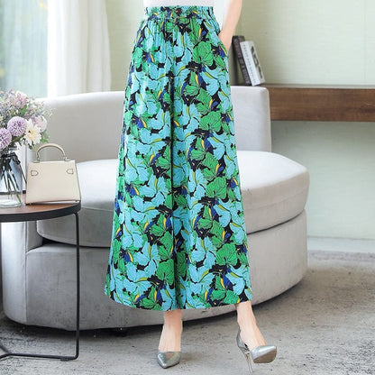 Cap Point green / XL Michaeli Plaid Loose High Waist Ankle-Length Wide Leg Pants