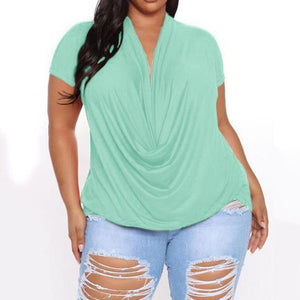 Cap Point Green / XL Natacha Chiffon Oversized Long Sleeve V-Neck Blouse