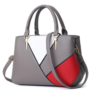 Cap Point grey European Designer Shoulder Stitching solid color PU Leather Handbag