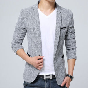 Cap Point Grey / M Matthew Fashion Slim Fit Single Button Men's Suit Jacket