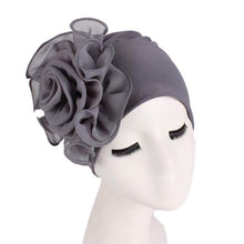 Load image into Gallery viewer, Cap Point Grey / One size fits all New Large Flower Stretch Head Scarf Hat
