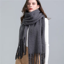 Load image into Gallery viewer, Cap Point Grey Winnie Winter Wrap Thick Soft  Big Tassel Shawl Long Stole Scarf
