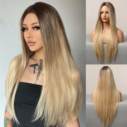 Cap Point H / One size fits all Amanda Long Straight Synthetic Wigs