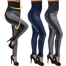 Load image into Gallery viewer, Cap Point High Waist Imitation Jean Running Leggings
