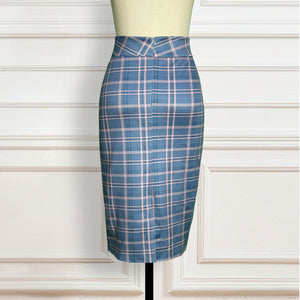 Cap Point High Waist Plaid Retro Classy Elegant Pencil Skirt