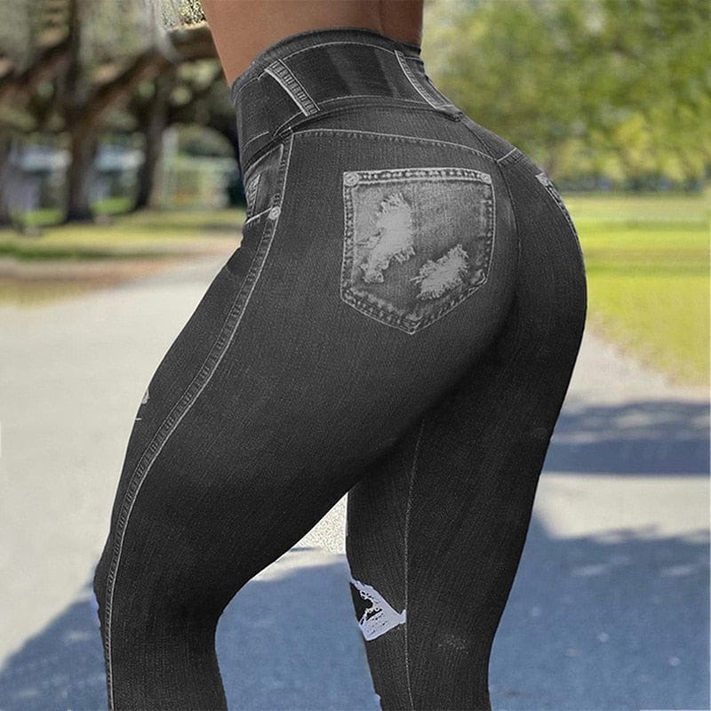 Cap Point High Waist Seamless Denim Sports Leggings