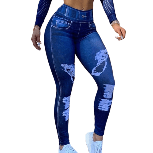 Cap Point High Waist Seamless Denim Sports Leggings