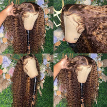 Load image into Gallery viewer, Cap Point Highlight Ombre Lace Curly Deep Wave Frontal Wigs
