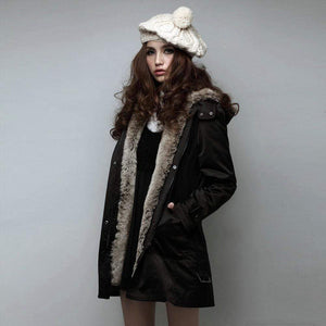 Cap Point Hooded Artificial Faux Fur Winter Jacket for Women