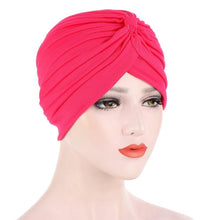Load image into Gallery viewer, Cap Point Hot Pink Solid folds pearl inner hijab cap
