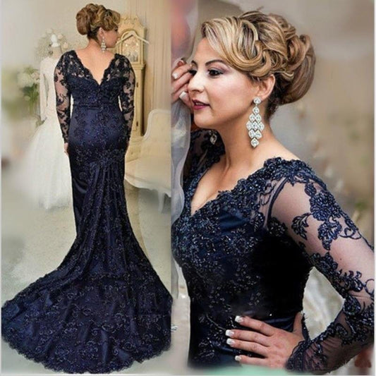 Cap Point White / 8 Charming Lace Mermaid Long Sleeve Proud Mother of the Bride Dress