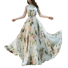 Load image into Gallery viewer, Cap Point Ivory / S Everly Floral Elegant Chiffon Sleeveless Strap Maxi Dress

