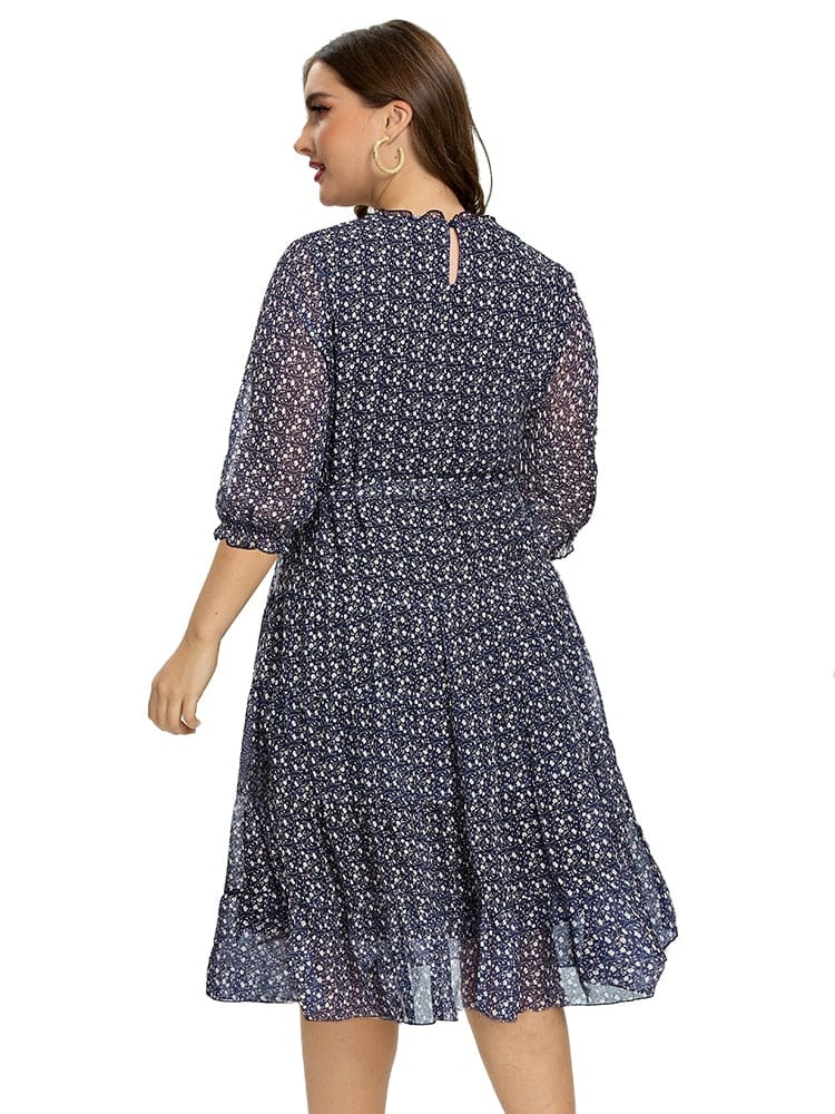 Cap Point Jacintha Print Flower Fashion Ladies Chiffon Vintage Elegant Dress